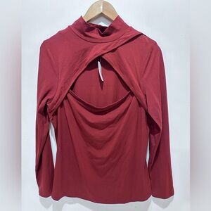 Reitmans Signature Mock Neck Stretchy Long Sleeve Top Front Opening Size XXL/TTG